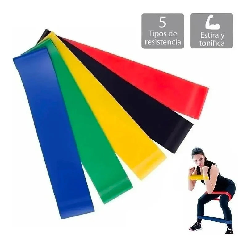 Kit De 5 Bandas Elasticas Varios Niveles